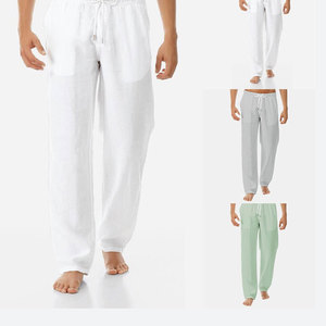 <b>Men's</b> High Quality <b>Summer</b> Casual Workout Running Gym <b>Trousers</b> <b>Lightweight</b> Canvas Embroidered Flat Front Mid Waist Drawstring - Product Image 1