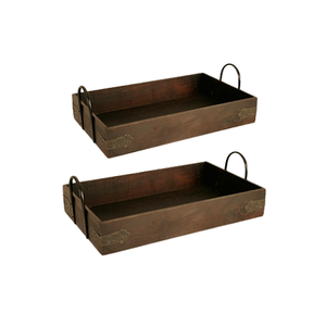Ensemble de 2 plateaux de service galvanisés et en bois de différentes tailles pour le thé, le café et les dattes au prix le plus bas - Product Image 6