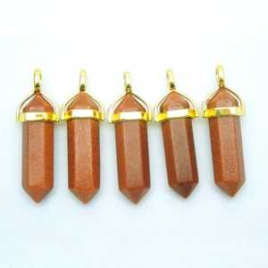 Pendentif Double Terminé Rouge Goldstone Premium Pendentif Pierre Dorée Rouge Cristal Naturel Pour La Guérison Bijoux Utilisations Métaphysiques - Product Image 1