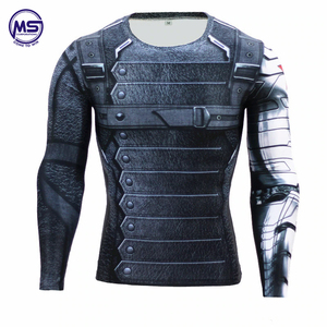 T-shirt de sport imprimé en 3D Winter Soldier pour hommes, chemises de course, collants de fitness pour hommes, protection anti-éruption cutanée à séchage rapide - Product Image 2
