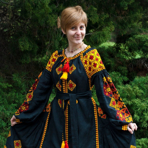 Ukrainian Embroidered Boho Fashion Trendy Pretty Lady Wedding Dress Custom Made Bohemian Women Kaftan Robe Tassel Tie Decor - Product Image 1