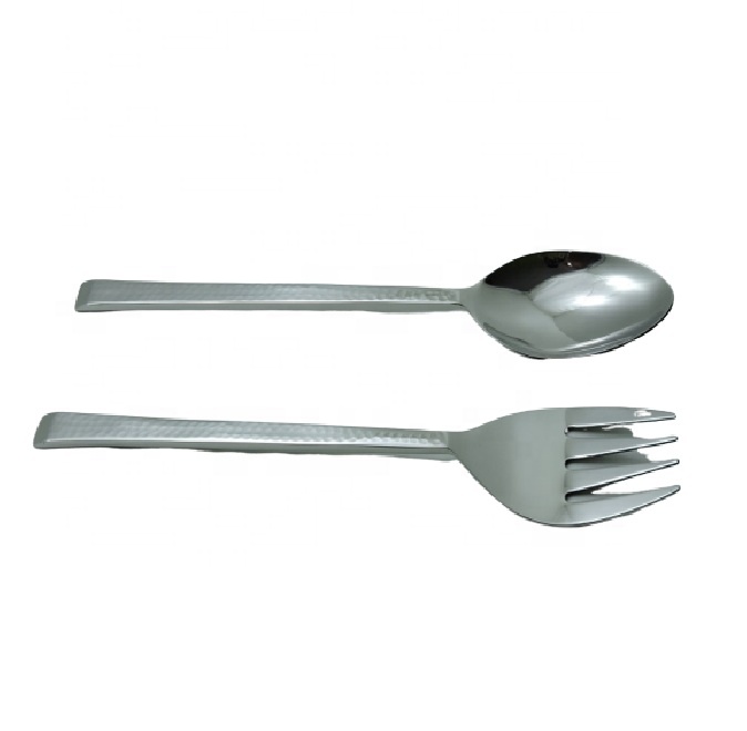 Hammer Metal Handle Steel Salad Server Spoon Set Modern Salad Tools