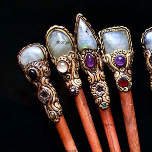 Bâton à paillettes pour clips de cheveux, baguettes en argile polymère, cuillère en cristal, mélange des perles en cristal améthyste, bâton japonais - Product Image 2