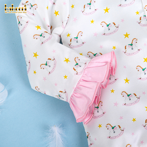 Pijama de Seda Satén de Lujo Estampado a Mano Personalizado LP42 con Certificación OEKO-TEX para Niña, Diseño de Caballito Mecedor, Tallas Grandes, OEM, ODM, Venta al Por Mayor - Product Image 3