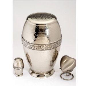 Urne funéraire classique pour adulte Radiance American Design, en laiton de haute qualité, finition argent martelé, fournitures funéraires - Product Image 2