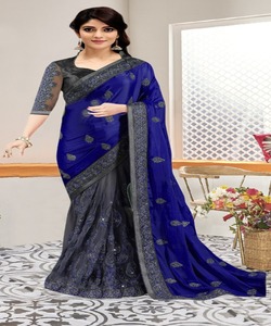 Auto conçu fête porter Designer soie brodé Saree avec chemisier pièce douce soie dentelle bordure Sari vêtements de mariage femmes dernier ApparelGarment - Product Image 6