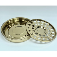 Service de Communion stylé, 4 pièces, plateau et disque en acier inoxydable or
