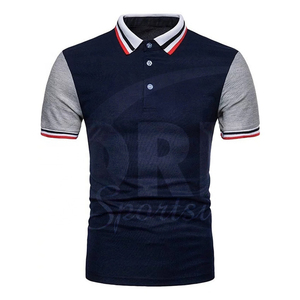 Polos de algodón 100% más vendidos para correr, hechos a medida con cuello en contraste azul y rojo, estilos de manga larga y corta - Product Image 2