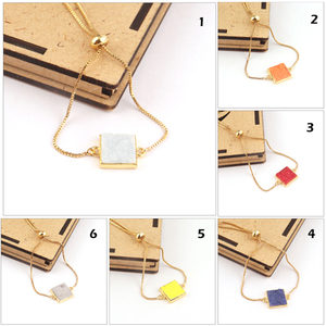 สร้อยข้อมือ Druzy และ Cz ชุบทอง/เงิน,สร้อยข้อมือโซ่เลื่อนปรับได้แฮนด์เมดสินค้าขายดี - Product Image 4