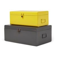 Scatola del bagagliaio zincata scatola di immagazzinaggio di design fatta a mano a forma di rettangolo scatola di baule zincata all'ingrosso elegante indiana