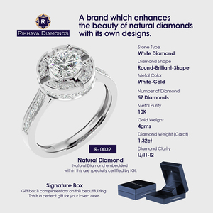 Rikhava Original 10K Anillo solitario de oro blanco Joyería fina con diamantes originales certificados de pureza - Product Image 3