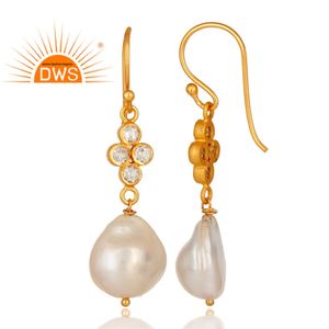Pendientes de Perlas Colgantes, Chapados en Oro, Hechos a Mano, Fabricante de Pendientes - Product Image 3