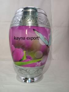 Hermosa urna de resina de mariposa Púrpura, la urna de cremación de metal de latón más vendida para 200 cenizas cúbicas, diseño de mariposa dorada con esmalte - Product Image 5