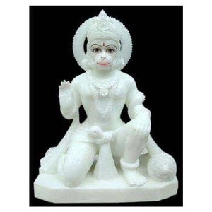 White Makrana Stone Lord Hanuman Sculpture - Product Image 1