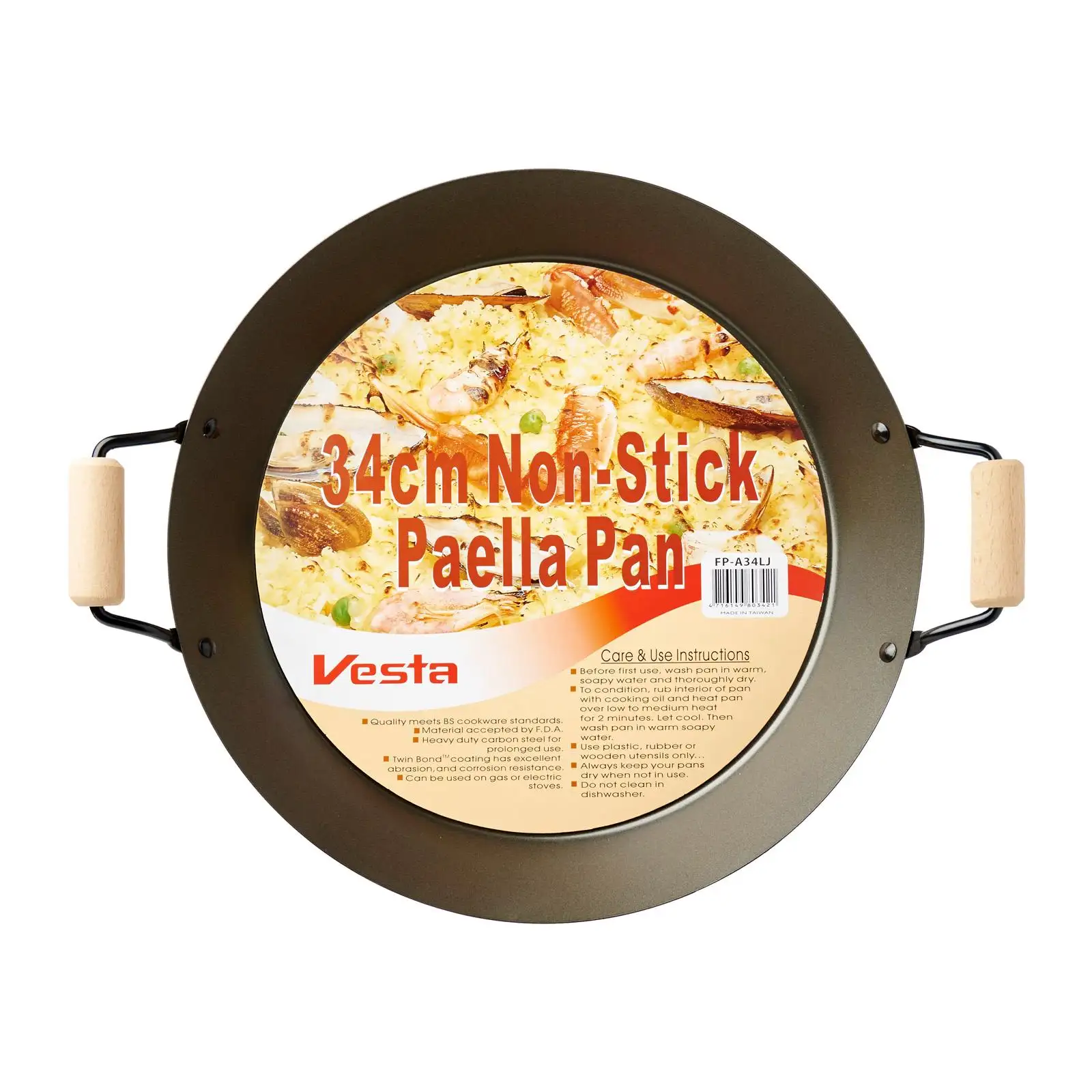 Elektrische Kachel Pannen Japan Paella Pan D34Cm Vesta Uit Taiwan Gebruik Dagelijks Non-stick Soort Eenvoudige Reiniging Met Hot zeep Water