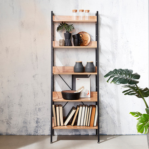 Estantería de madera y Metal con escalera para el hogar, mueble moderno de estilo Industrial, mueble de almacenamiento para sala de estar, mueble de hierro para el hogar - Product Image 4