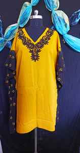 Kaftan en coton brodé pour femmes, vêtements de plage, longueur aux genoux, cover-ups, style boho, nouvelle collection 2021 - Product Image 2