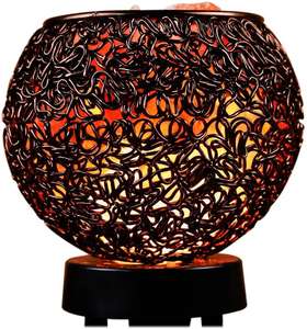 Lampe en sel de cristal naturel de l'Himalaya, style artisanal, techniques de sculpture européennes, intensité réglable, 15W, finition peinte au toucher réel - Product Image 1