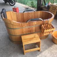 Baignoire en bambou de grande qualité, vente en gros, baril en bois à installation encastrée, design traditionnel pour massage et usage en salle de bain