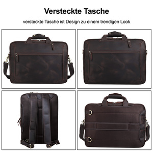 <span class=keywords><strong>Vintage</strong></span> Da Uomo Su Misura del Cuoio Genuino <span class=keywords><strong>di</strong></span> Affari Dello Zaino Valigetta Convertible Multi-funzionale Del Messaggero Della Spalla <span class=keywords><strong>Borsa</strong></span> Del Computer Portatile - Product Image 2