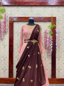 Robe de belle couleur de styliste avec cordelette, accessoire pour travail du travail, modèle DUPATTA, nouvelle COLLECTION exclusive par l'exportation ROYAL - Product Image 3