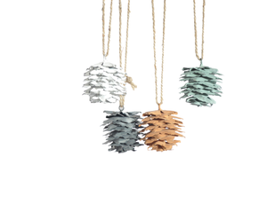 METAL NARANJA VERDE BLANCO GRIS PINCONA NAVIDAD COLGANTE ORNAMENTO ALTA CALIDAD ÁRBOL DECORACIÓN - Product Image 1