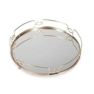 Plateau en verre élégant avec finition dorée, design élevé, Combo métal et verre, vaisselle, plateau à bijoux - Product Image 2