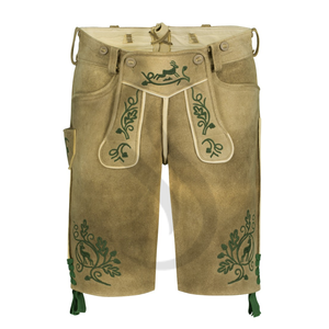 Meilleure qualité allemand Trachten Lederhosen Shorts nouveau Design 2024 personnalisé Style décontracté motif solide brodé cuir 6XL Logo - Product Image 5