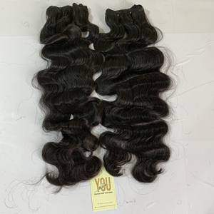 Wholesale Top Quality Cuticle Aligned <b>Hair</b> Natural <b>Black</b> Body Wavy Machine Weft <b>Hair</b> <b>Extensions</b> - Product Image 1