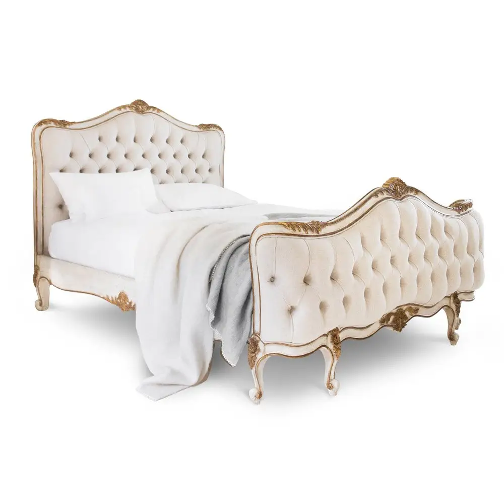 Struttura del letto in stile francese letto trapuntato imbottito dal Design elegante intagliato a mano letti in stile francese mobili per camera da letto