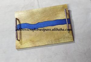 Bandeja de desayuno de estilo único, madera de alta calidad y resina epoxi, forma rectangular, bandeja para servir, mesa, decorar utensilios de cocina, bandeja de resina - Product Image 2