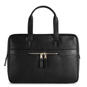 Sac pour ordinateur portable en cuir PU de couleur noire, meilleure qualité, avec poignée d'épaule, poche frontale zippée et compartiment zippé organisé pour ordinateur portable - Product Image 1
