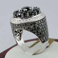 Bague de style HipHop en diamant noir et blanc naturel de 3.20 carats pour homme Bague Hip Hop en or massif 14 carats