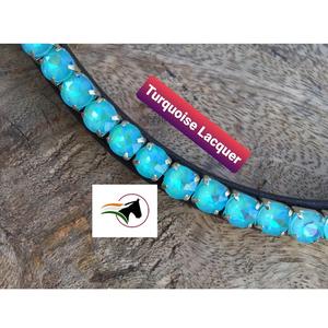 Bandeau en pierre laquée turquoise de 8 mm avec fermeture à crochets et boucles, produits équestres en cuir anglais de qualité supérieure - Product Image 3