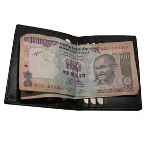 Genuine <b>Leather</b> Black Color Money Clip Wallet Custom Logo - Product Image 1