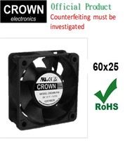 Ventilador Axial de CC CROWN 12V/24V 6025 con Aspas de Plástico OEM, Certificado RoHS/CE/TUV para Plantas de Manufactura y Uso en Telecomunicaciones/Servidores