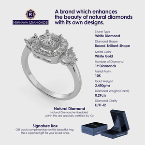 Anillo de oro blanco con diseño de diamante Natural, 10K, listo para enviar - Product Image 3