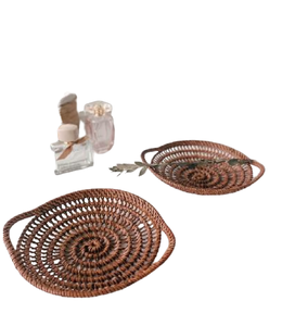 Bandeja de servicio de ratán de nuevo diseño, forma ovalada de ratán tejido de alta calidad con asa, perfecta para una Decoración de cocina elegante - Product Image 1