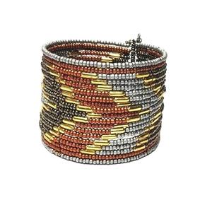 Brazalete de Cuentas Multicolores Estilo Maasai Africano |   Joyería Tribal Clásica GF con Baño de Plata/Oro, Regalo para Mujer - Product Image 2