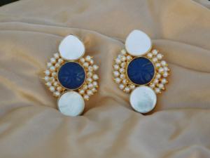 Tendances à la main hoop Laiton pierre Boucles D'oreilles pour les filles et les femmes - Product Image 3