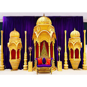 Scène de mariage de style temple exclusif Scène de mariage du temple indien du sud Scène de temple de réception de mariage traditionnelle - Product Image 1