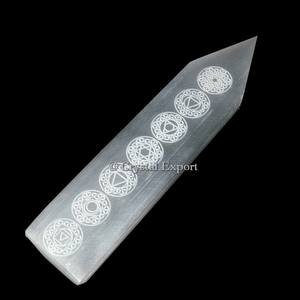 Chakra Healing Flat Massage <b>Wands</b> Carved <b>Selenite</b> Agate Crispy Love Style for Feng Shui Products - Product Image 1