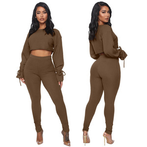 Ensemble deux pièces avec manches rayées, boîte de nuit pour femmes, couleur Pure, à la mode, vente en gros, nouvelle collection - Product Image 1