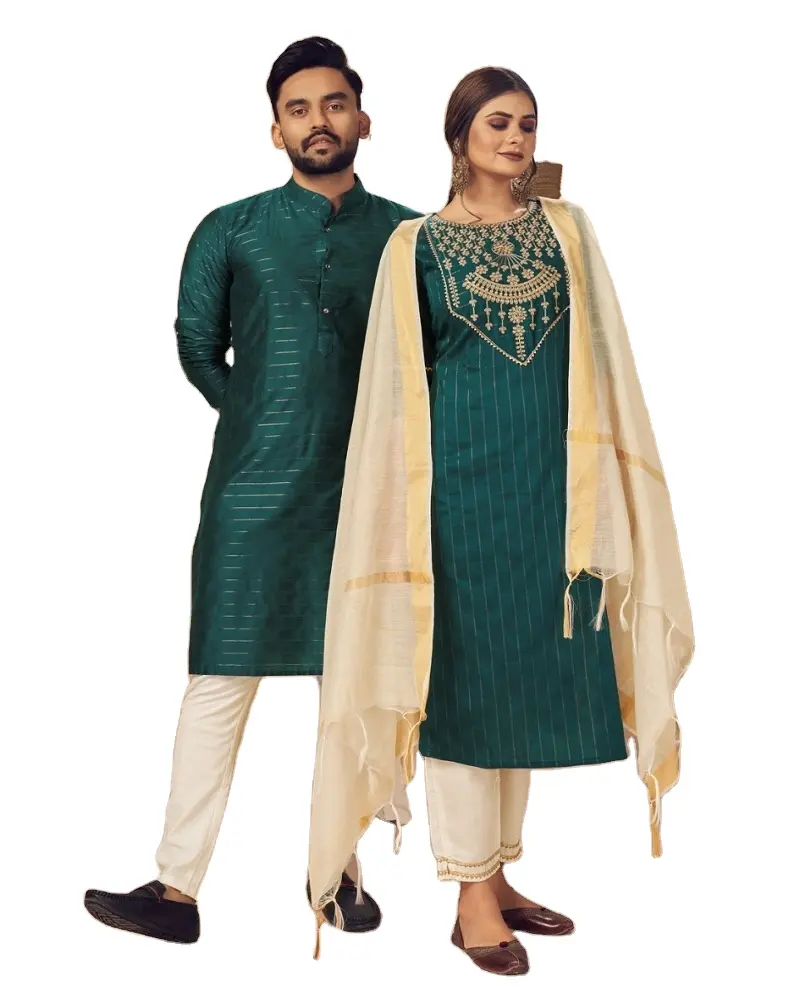 Ấn Độ & Pakistan thiết kế đặc biệt vài kurta combo của kurta với payjama & kurti với quần cho cặp đôi đẹp