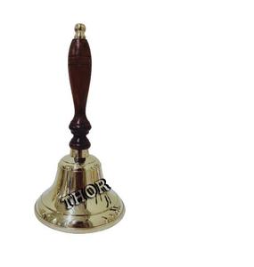 Latón mano campanas ~ ~ mango de madera con brillante latón pulido - Product Image 1