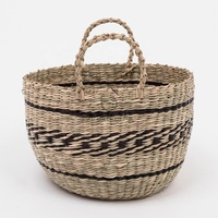 Tissé à la main petit jonc de mer africain jouet vêtements panier à linge classique rotin tissé stockage avec poignées pliables pour la cuisine