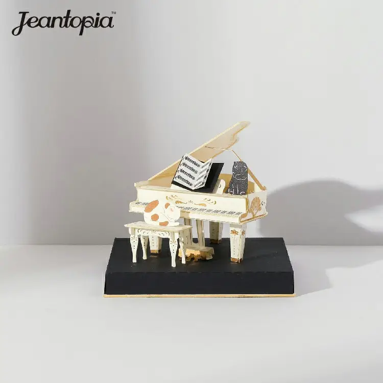 [4r] quebra-cabeça de quebra-cabeça de papel vintage, piano, kit diy 3d