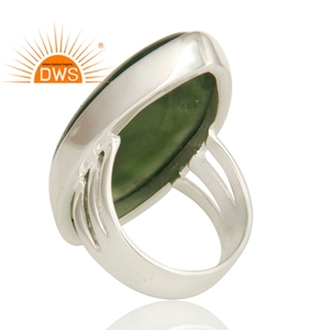 Bague en argent fin de conception de bijoux, anneau en forme de pierre précieuse, bijouterie verte, vente en gros - Product Image 3