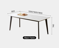 Ensemble de table à manger moderne à hauteur réglable avec plateau en marbre blanc de luxe et base en acier noir, 4/6/8 places, revêtement poudré, meubles pour la maison