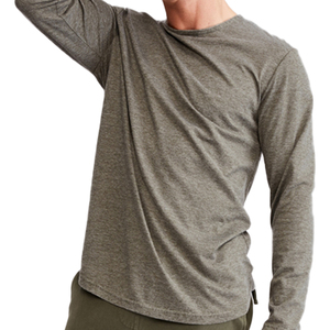 Camiseta de manga larga para hombre de alta calidad OEM, venta al por mayor, diseño personalizado con serigrafía, color gris, tela de algodón puro. - Product Image 6